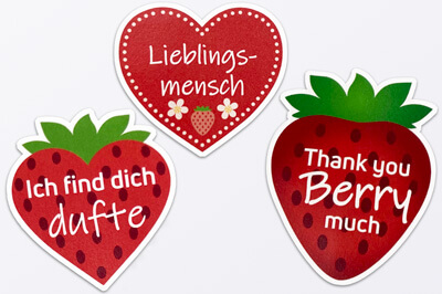 Erdbeer-Sticker mit Duft-Veredelung
