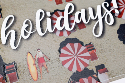 Postkarte mit Weihnachtsmann am Strand mit Sand-Veredelung