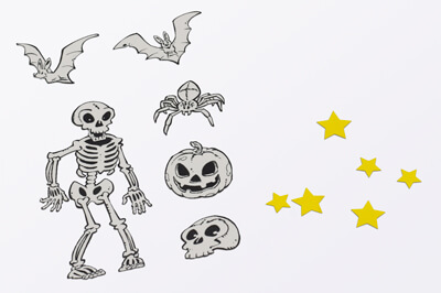 Aufkleber und Puzzle leuchtend