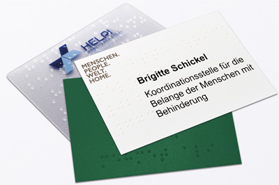 Visitenkarten mit Brailleschrift