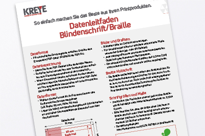 Technische Hinweise für Braille Visitenkarten