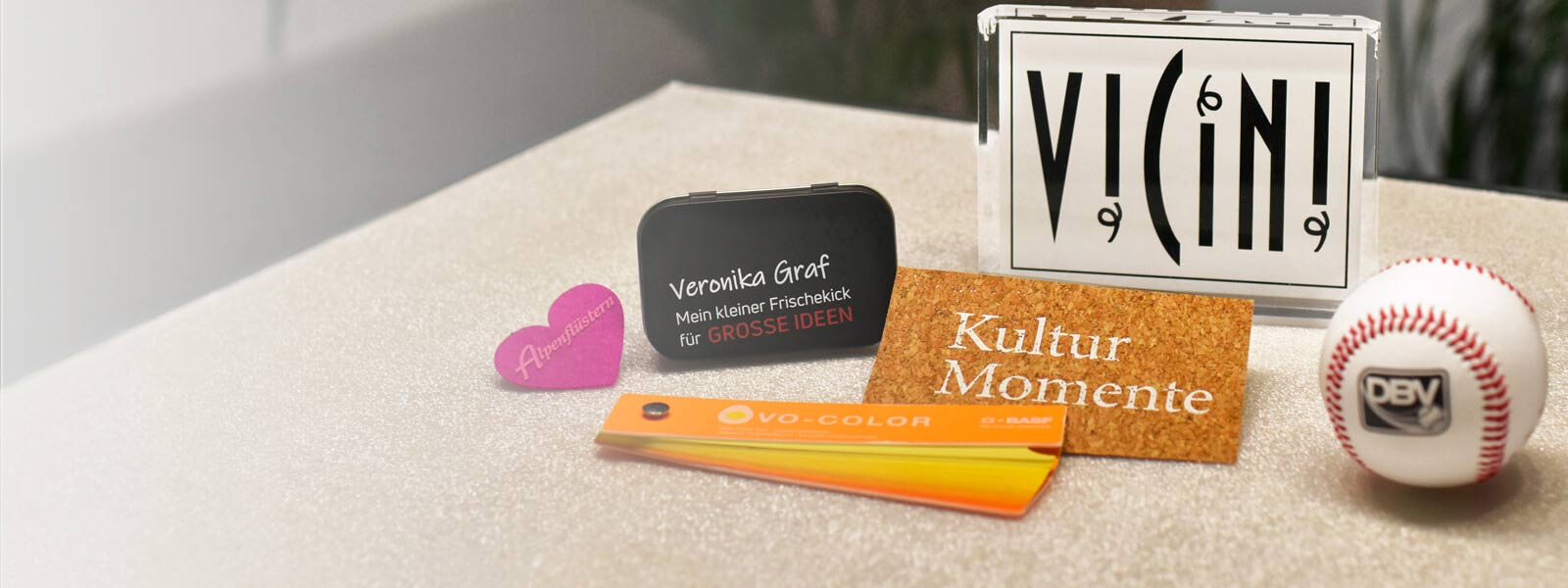 Bedruckte Objekte aus unterschiedlichen Materialien